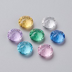 Mixed Color K9 Glass Rhinestone Pointed Back Cabochons, Faceted, Diamond, Flower Pattern, Mixed Color, 10x6mm