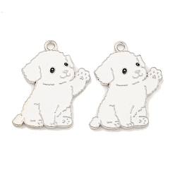 Белый Стойки обшивки сплава эмали подвески, без кадмия и без свинца, платина, собачий шарм, белые, 27x20x1.5 мм, отверстие : 1.8 мм