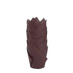 Coconut Marrón Tazas para hornear magdalenas de papel de tulipán, moldes para muffins a prueba de grasa soportes para hornear envoltorios, coco marrón, 50x80 mm