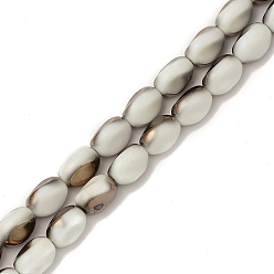 Metallgrau plattierte Galvanisieren Glasperlen, imitatorische Jade, halb plattiert, Twist, Metallgrau plattierte, 11x8.5x8 mm, Bohrung: 1.2 mm, ca. 58 Stk. / Strang, 24.80 Zoll (63 cm)