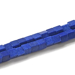 Blue Natural Agate Beads Strands, Cube, Dyed & Heated, Blue, 2~2.5x2.5~3.5x2.5~3mm, Hole: 0.4mm, about 157~165pcs/strand, 14.96~15.75''(38~40cm)