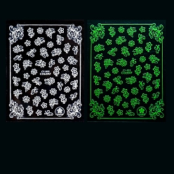 Leaf Luminous Plastic Nail Art Stickers Decals, Self-adhesive, For Nail Tips Decorations, Halloween 3D Design, Glow in the Dark, Leaf, 10x8cm