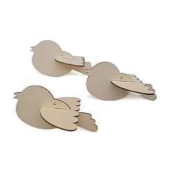 Blanched Almond 3D Natural Wood Cutout, Mini Bird, Children Toys, Blanched Almond, 10.2x16cm, 3pcs/set