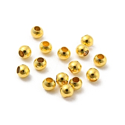 Doré  Perles intercalaires rondes en laiton brillant, or, 1.8mm, Trou: 0.9mm