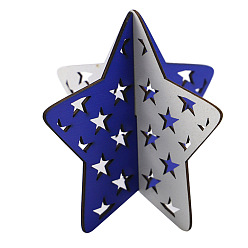 Blue Independence Day Wood Ornament, for Home Desktop Display Decorations, Star, Blue, 105x105mm
