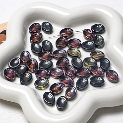 Black Lampwork Beads, Czech Bead, Oval, Black, 10x14mm, Hole: 0.7mm, 10pcs/bag