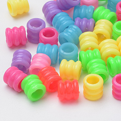 Mixed Color Acrylic European Beads, Large Hole Beads, Column, Mixed Color, 7x7mm, Hole: 4mm, about 4160pcs/500g