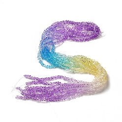 Pourpre Moyen Perles en verre transparentes , perles multicolores segmentées, triangle, support violet, 4.5x4x3.5mm, Trou: 1mm, Environ 134~137 pcs/chapelet, 13.27~13.39'' (33.7~34 cm)