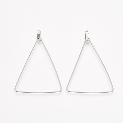 Stainless Steel Color 304 Stainless Steel Wire Pendants, Hoop Earring Findings, Triangle, Stainless Steel Color, 22 Gauge, 49.5x35x0.6mm, Hole: 1.2mm