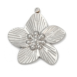 Нержавеющая Сталь Цвет 304 подвески из нержавеющей стали, анти-тускнение, цветочный шарм, цвет нержавеющей стали, 31.5x30x3 мм, отверстие : 1.8 мм