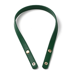 Green PU Leather Bag Handles, with Iron Snap Button, Green, 62x1.95x0.6cm