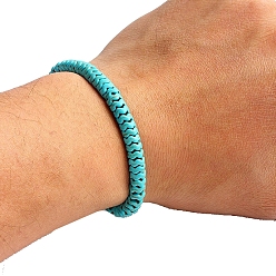 Twist Natural Turquoise Beaded Stretch Bracelets for Men Women, Twist, 5-7/8~6-1/4  inch(15~16cm)