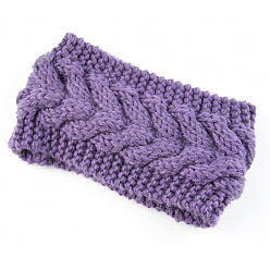 Medium Purple Polyacrylonitrile Fiber Yarn Warmer Headbands, Soft Stretch Thick Cable Knit Head Wrap for Women, Medium Purple, 210x110mm