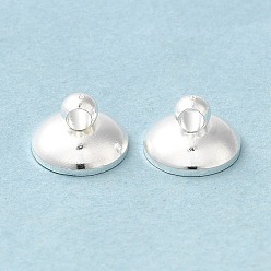Silver Brass Bead Cap Pendant Bails, for Globe Glass Bubble Cover Pendants, Vail, Lid, Silver, 8x6mm, Hole: 1mm