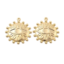 Солнце Сеттинги для кулона (кабошонов), латунь , реальный 18 k позолоченный, долговечный, солнце, лоток : 5 мм, 28.5x25.5x3 мм, отверстие : 1.4 мм