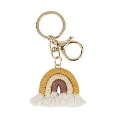 #8 Nordic style small rainbow pendant handmade cotton thread weaving key chain tassel bag car ornament female
