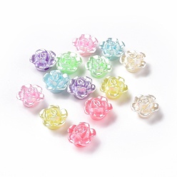 Mixed Color Imitation Pearl Acrylic Beads, Flower, Mixed Color, 11.5x12x7.5mm, Hole: 2.2mm, about 1428pcs/500g