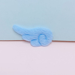 Light Sky Blue Angel Wing Shape Sew on Fluffy Double-sided Ornament Accessories, DIY Sewing Craft Decoration, Light Sky Blue, 48x24mm