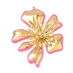 Темно-Розовый 304 эмаль нержавеющей стали большие кулоны, , ионное покрытие (ip), реальный 18 k позолоченный, темно-розовыми, 54.5x42.5x7 мм, отверстие : 1.6 мм