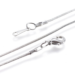 Platinum Brass Necklaces, with Brass Links, Nickel Free, Platinum, 17 inch, 1.2mm