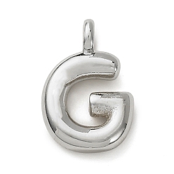 Letter G Латунные подвески, долговечный, стойки покрытие, без кадмия и без свинца, платина, Буква G, 15.5x10x4.5 мм, отверстие : 2.5 мм