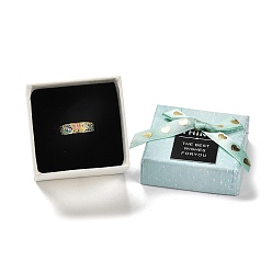 Pale Turquoise Cardboard Ring Boxes, Jewelry Ring Gift Case with Sponge Inside, Square with Bowknot, Pale Turquoise, 5.2x5.1x4.1cm