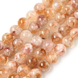 Цитрин Нагретые нити из натуральных цитриновых бусин, круглые, 10~10.4 мм, отверстие : 0.8~0.9 мм, около 38 шт / нитка, 15.04'' (38.2 см)