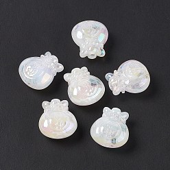 White Opaque Acrylic Beads, AB Color, Lucky Fortune Bag with Dollar Sign, White, 20x18x10.5mm, Hole: 3mm