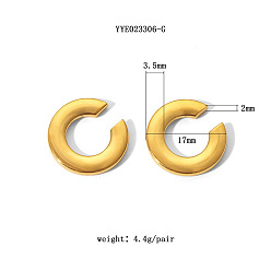 Настоящее золото 18K 304 серьги-каффы из нержавеющей стали в форме буквы С, реальный 18 k позолоченный, 17x3.5x2 мм
