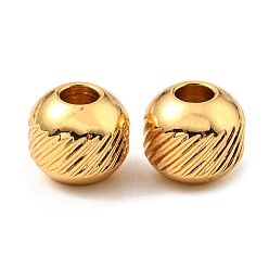 Golden 201 Stainless Steel Beads, Round with Twill, Golden, 8x7mm, Hole: 2.5mm
