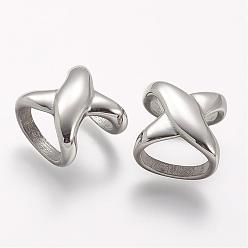Stainless Steel Color 304 Stainless Steel Slide Charms, X shape, Stainless Steel Color, 16.5x17x12mm, Hole: 8x12.5mm