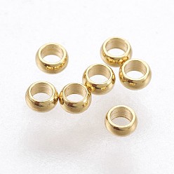 Real 18K Gold Plated 316 Surgical Stainless Steel Crimp Beads, Rondelle, Real 18k Gold Plated, 1.9mm, Hole: 1mm