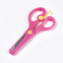 Deep Pink Stainless Steel and ABS Plastic Scissors, Safety Craft Scissors for Kids, Deep Pink, 13.5x6.2cm