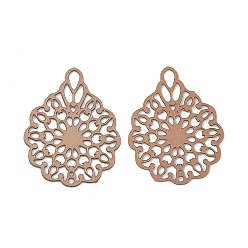 Светло-коричневый Аэрозольная краска 430 подвески из нержавеющей стали, цветок, загар, 14.5x11.5x0.3 мм, отверстие : 2x1 мм