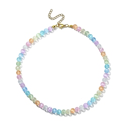 Разноцветный Ожерелье круглой формы из крашеного натурального селенита с 304 застежками из нержавеющей стали, красочный, 14.84 дюйм (37.7 см), бусины : 6.5 мм