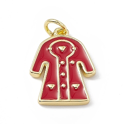 Red Rack Plating Brass Enamel Pendants, Long-Lasting Plated, Lead Free & Cadmium Free, Real 18K Gold Plated, Overcoat Charm, Red, 19x14x2mm, Hole: 3mm