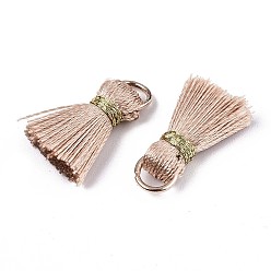 Camel Handmade Polycotton(Polyester Cotton) Tassel Decorations, Pendant Decorations, with Golden Iron Loops, Camel, 17~21x10x5mm, Jump Ring: 6x0.7mm, Inner Diameter: 4.6mm
