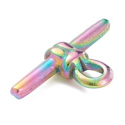 Rainbow Color Ионное покрытие (ip) 304 застежки из нержавеющей стали, бар, Радуга цветов, 26x13.5x4.5 мм, отверстие : 4x3 мм