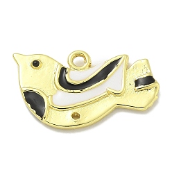 Черный Подвески в виде птицы малиновка из латуни с эмалевым покрытием 18k, подвески для птиц с покрытием стойки, без свинца и без кадмия, чёрные, 16x29x3.8 мм, отверстие : 2.4 мм