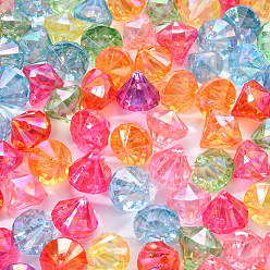 Mixed Color Transparent Acrylic Charms, AB Color Plated, Faceted, Diamond Shape, Mixed Color, 12x11mm, Hole: 1.6mm, 200pcs