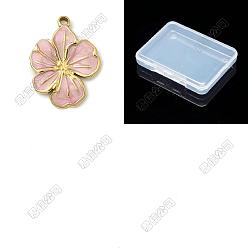 Pink 12pcs 304 pendentifs en acier inoxydable émaillé, charmes de fleurs, placage ionique (ip), réel 18 k plaqué or, rose, 16x12x2mm, Trou: 1.2mm