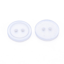 Alice Blue 2-Hole Resin Buttons, Pearlized, Flat Round, Alice Blue, 14x2mm, Hole: 2mm