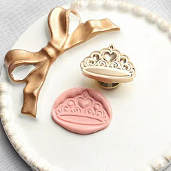 Crown Golden Tone Wax Seal Alloy Stamp Head, for Invitations, Envelopes, Gift Packing, Crown, 16~30x18~30mm