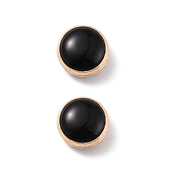 Black Anti-Exposure Magnetic Suction Traceless Brooch for Clothes, Alloy with Cat Eye Beads, Golden, Black, 75x75x0.5mm