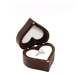 Blanco Cajas de almacenamiento de madera para anillos de corazón de amor, con cierres magnéticos y terciopelo en el interior, blanco, 6.5x6x3.5 cm