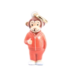 Обезьяна 304 нержавеющей стальной эмали подвески, прелести животных, золотые, прелести обезьяны, 19.5x8x5.5 мм, отверстие : 3.7 мм