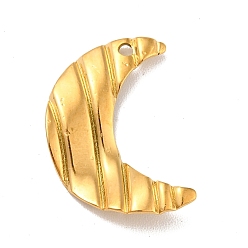 Golden 304 Stainless Steel Pendants, Textured, Moon, Golden, 19x13.5x2mm, Hole: 1.2mm