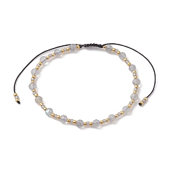 Labradorite Adjustable Natural Labradorite & Glass Braided Bead Bracelet, Inner Diameter: 1-7/8~3-1/4 inch(4.75~8.2cm)