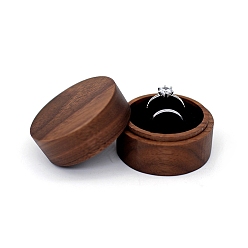 Кокосово-Коричневый 2-деревянные шкатулки для хранения колец для пары с бархатной внутренней отделкой, колонка, кокосового коричневый, 5.1x3.5 см