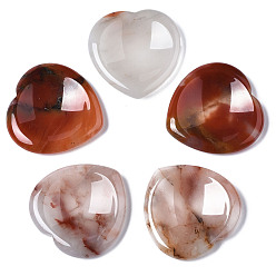Natural Agate Natural Agate Thumb Worry Stone, Pocket Palm Stones, for Healing Reiki Stress Relief, Heart Shape, 39~40x39~40x5~6mm